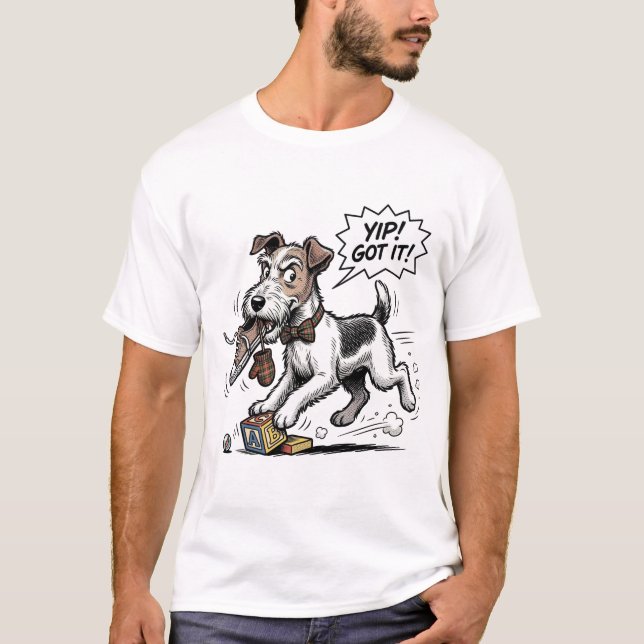 T-shirt The Audacious Wire: Funny Fox Terrier Peekaboo (Devant)