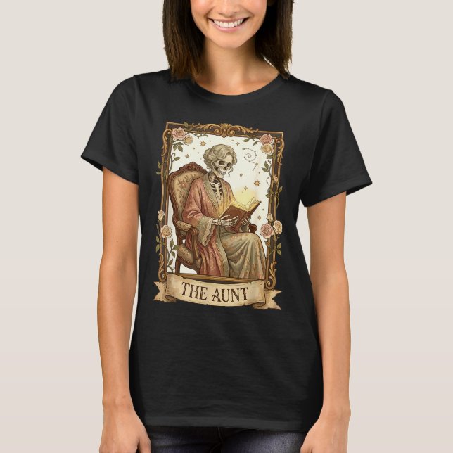 T-shirt The Aunt Tarot Card Women Skeleton Aunty Book Love (Devant)