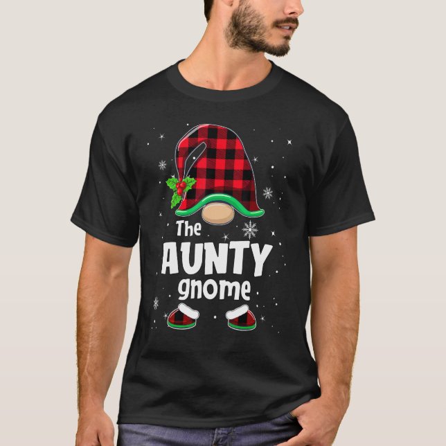 T-shirt The Aunty Gnome Buffalo Plaid Christmas Matching F (Devant)
