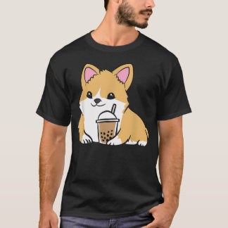 T-shirt Thé aux bulles Corgi Welsh Corgi Thé au lait perlé