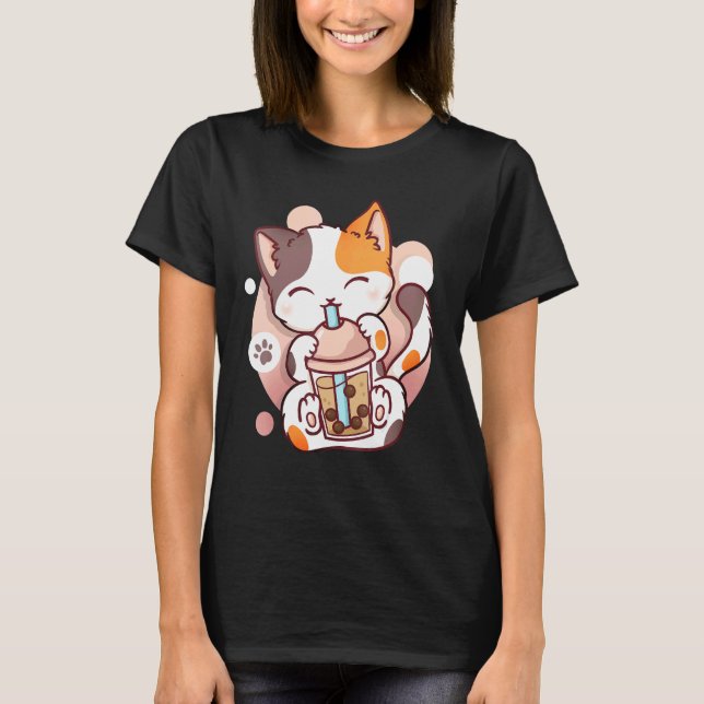 T-shirt Thé aux bulles de chat Neko Bubble Tea (Devant)
