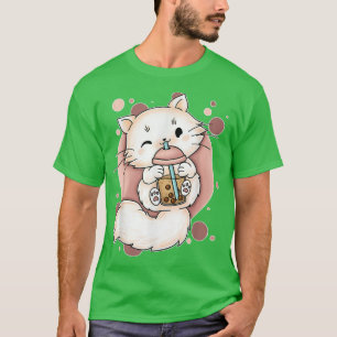 T-shirt Thé aux perles de chat Thé aux bulles Anime Kawaii