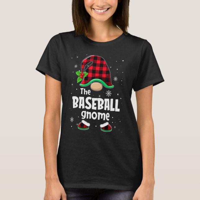 T-shirt The Baseball Gnome Buffalo Plaid Christmas Matchin (Devant)