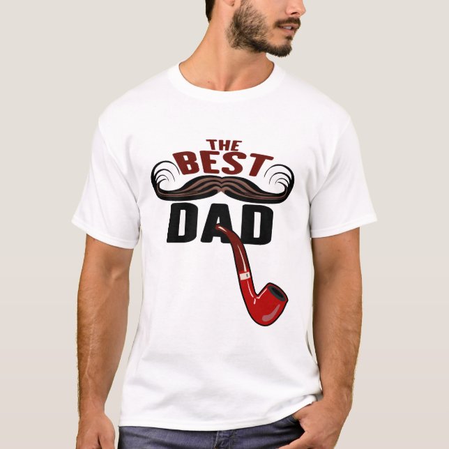 T-shirt the best dad famille moustache pipe fete papa pere (Devant)