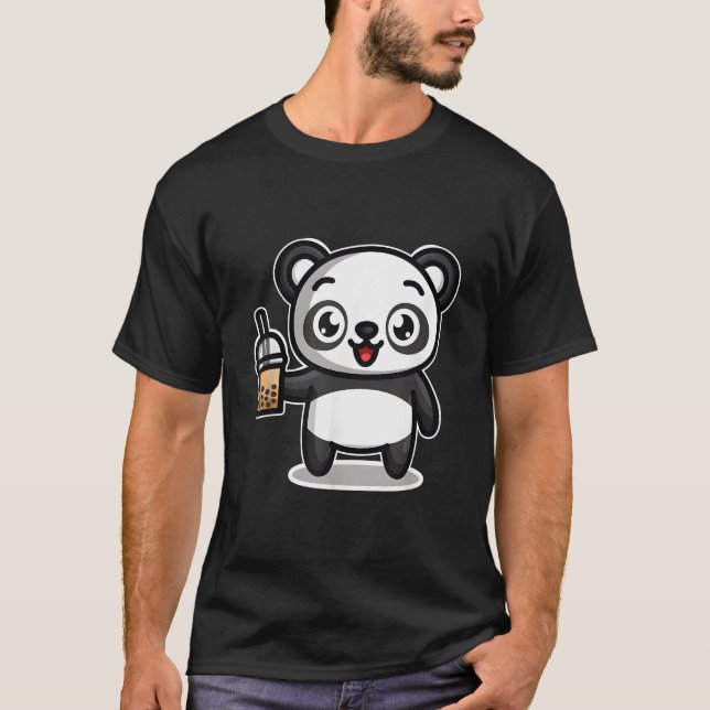 T-shirt Thé Bubble Boba Kawaii Ours Panda (Devant)
