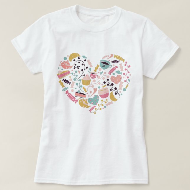 T-shirt Thé/Café et sucreries Aimer (Design devant)