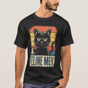 T-shirt Thé café pour chat félin mécontent rétro drôle sar