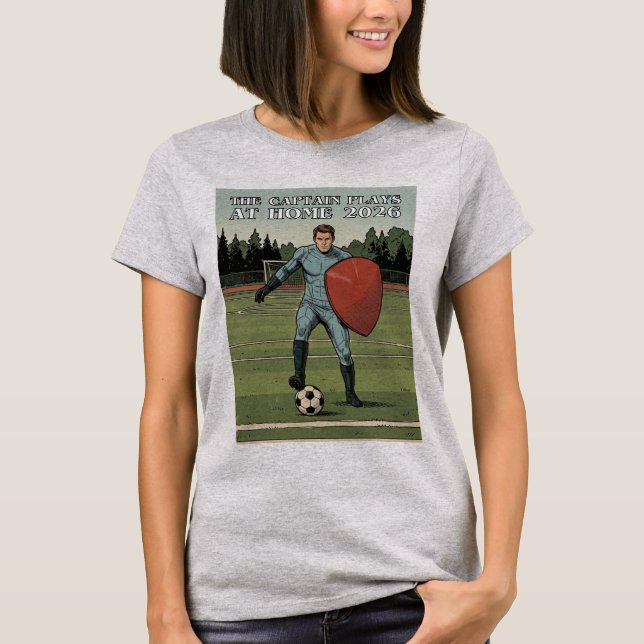 T-shirt The Captain Plays at Home 2026 — Retro Comic (Devant)