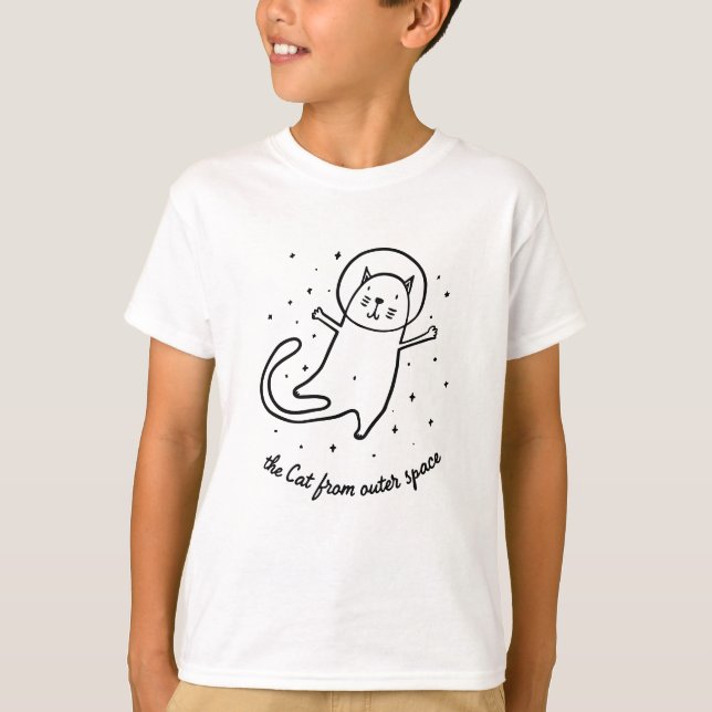 T-shirt The Cat From Outer Space Funny Astronaut Kitty (Devant)