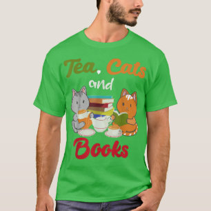T-shirt Thé Chats et Livres Amoureux des chats Bookworm Th