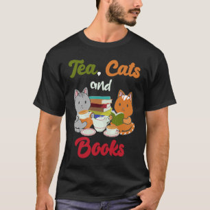 T-shirt Thé Chats et Livres Chat Bookworm Thé Bookver Chat