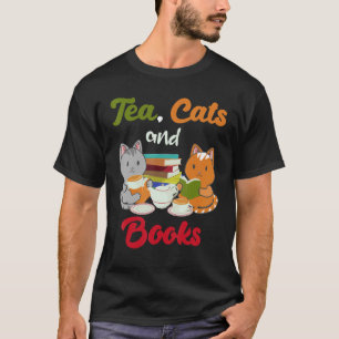 T-shirt Thé Chats Et Livres Chat Bookwort Thé Bookver Chat