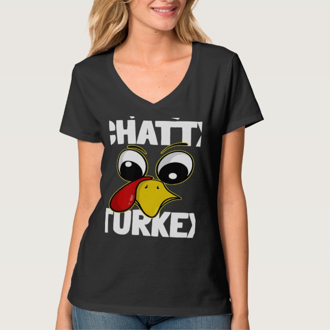 T-shirt The Chatty Turkey Family Group Matching Thanksgivi (Devant)