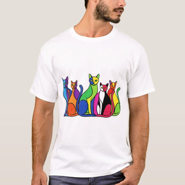 T-shirt The Colorful Cat Party (Devant)