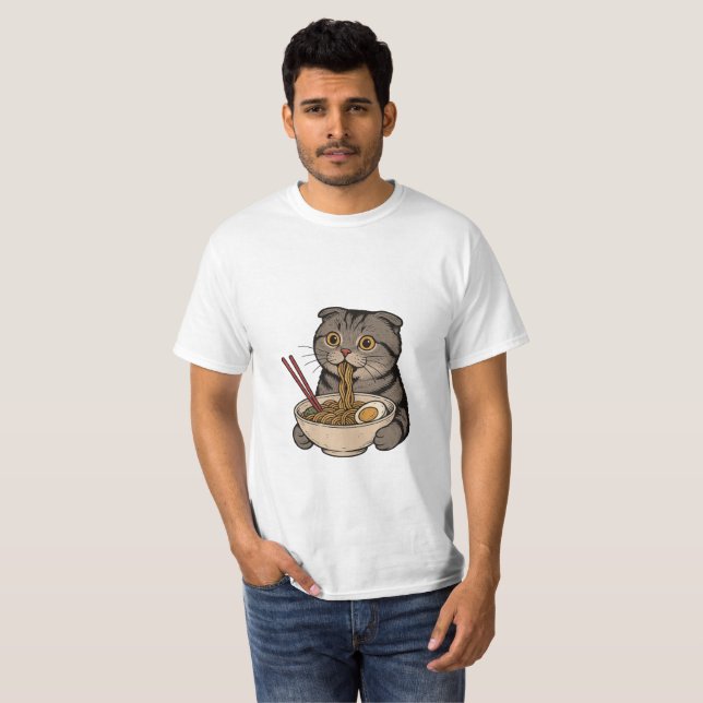 T-shirt  The Cozy Cat Slurping Noodles (Devant entier)
