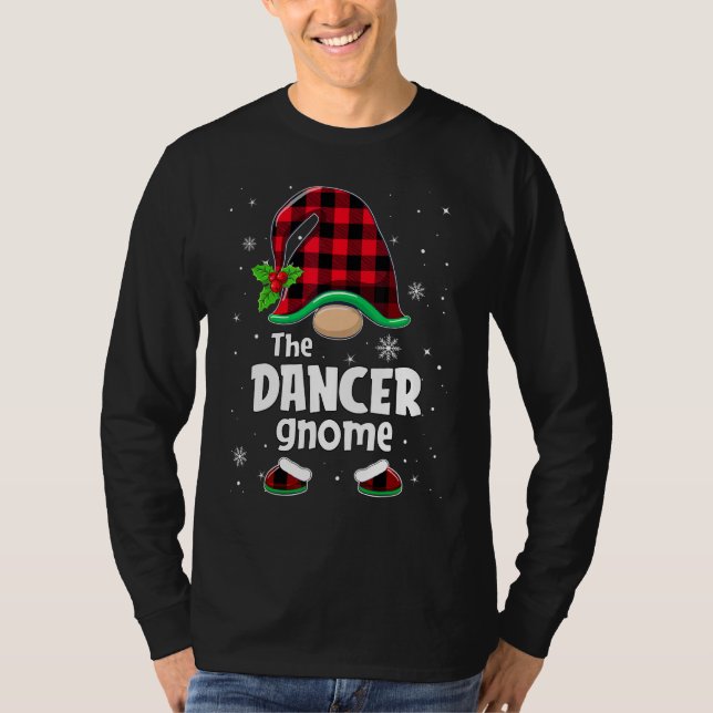 T-shirt The Dancer Gnome Buffalo Plaid Christmas Matching  (Devant)