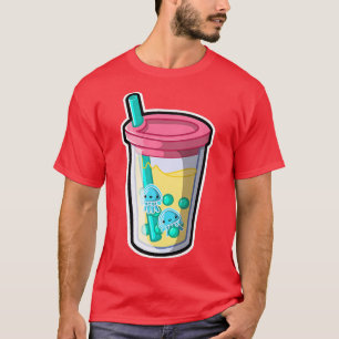 T-shirt Thé de bulle de méduse Adorable Kawaii Animal Cute