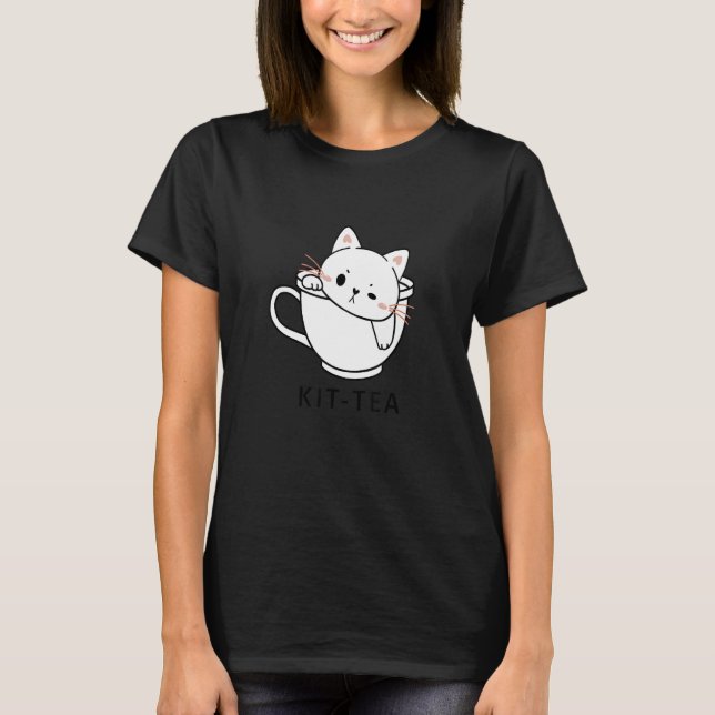 T-shirt Thé de chaton mignon et chat de thé (Devant)
