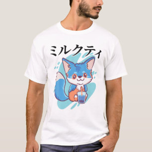T-shirt Thé de lait - Cute Kawaii Anime Fox - japonais Aes