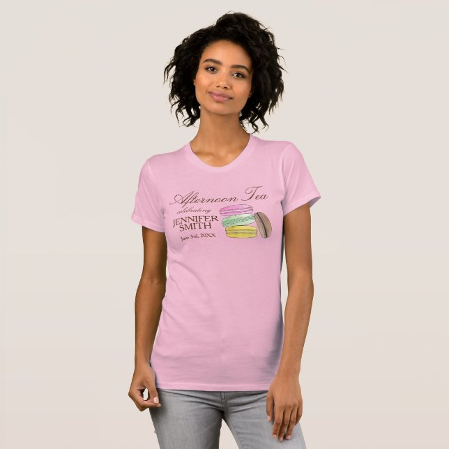 T-shirt Thé de mariage avec Macarons français l'après-midi (Devant entier)
