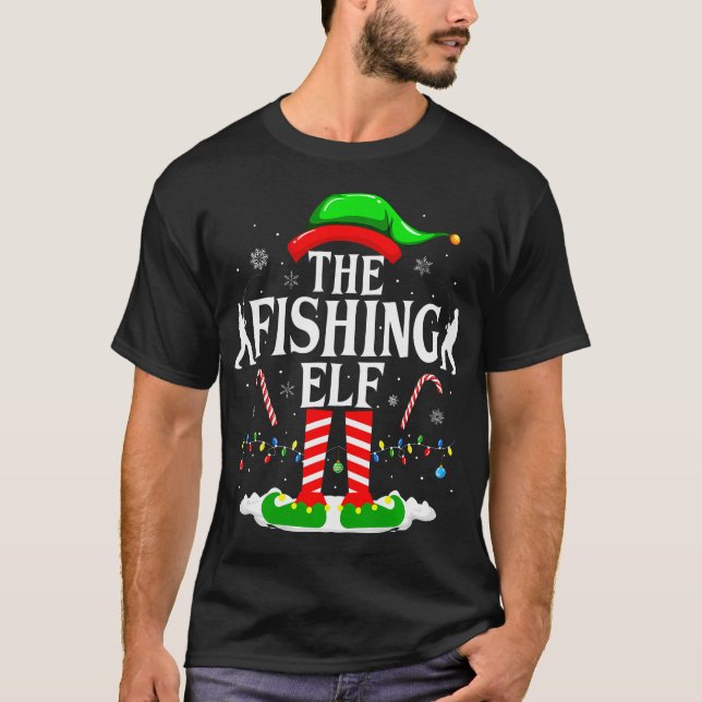 T-shirt The Fishing Elf Xmas Funny Fisherman Christmas Fis (Devant)
