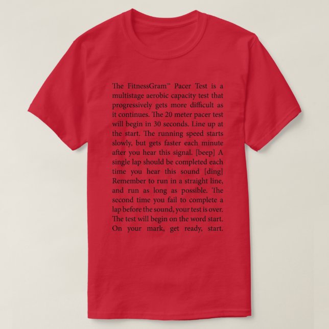 T-shirt The FitnessGram Pacer Test full script  (Design devant)