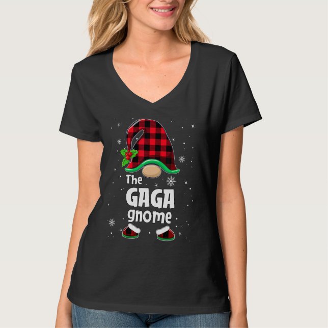 T-shirt The Gaga Gnome Buffalo Plaid Christmas Matching Fa (Devant)