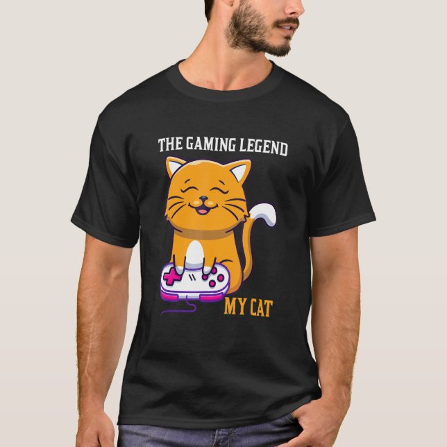 T-shirt The Gaming Legend My Cat Gamer Kitten Cute Meme (Devant)