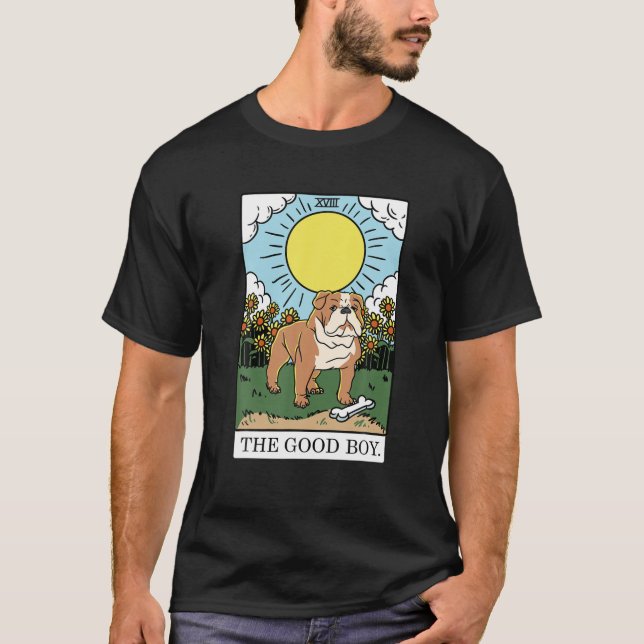 T-shirt The Good Boy Bulldog Aesthetic Tarot Card Puppy Lo (Devant)