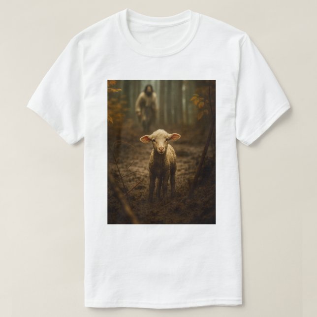T-shirt The Good Shepherd and the Lost Lamb – Jesus & Lamb (Design devant)