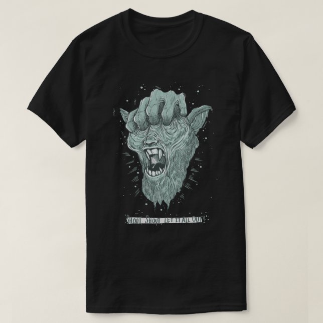 T-shirt The Grabbing Hands. #shout #inblack (Design devant)