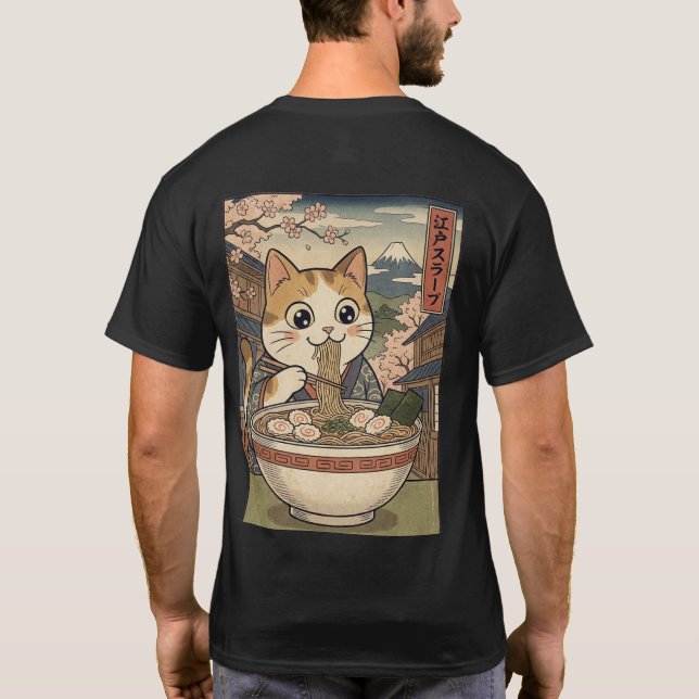 T-shirt "The Grand Meow-ster" Calico Cat Ramen  (Dos)