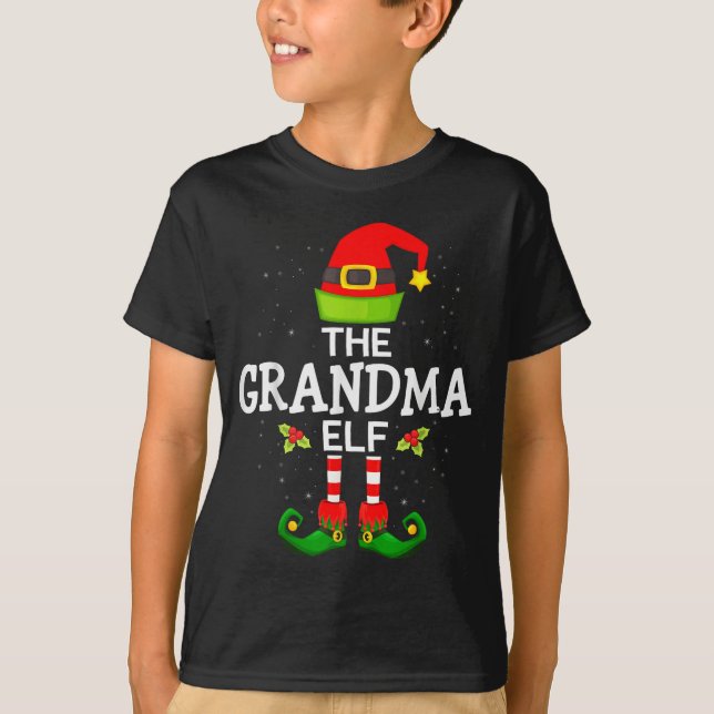 T-shirt The Grandma Elf Christmas Family Matching Pajama  (Devant)