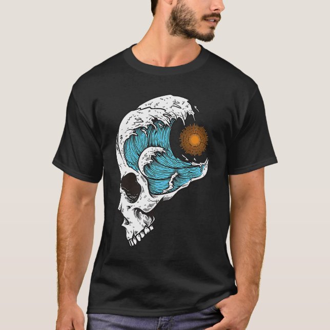 T-shirt The Great Wave & Sun Big Wave Cool Graphics for (Devant)