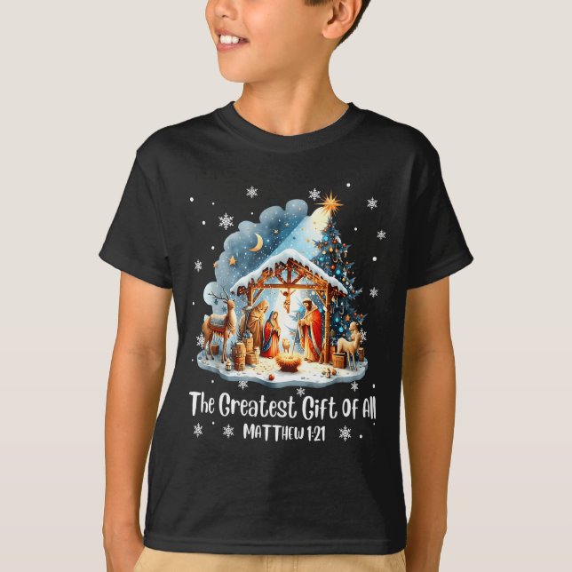 T-shirt The Greatest Gift For All Christmas Nativity Jesus (Devant)