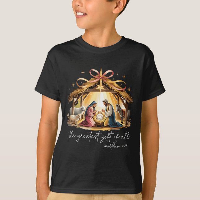 T-shirt The Greatest Gift Of All Christmas Jesus Christian (Devant)