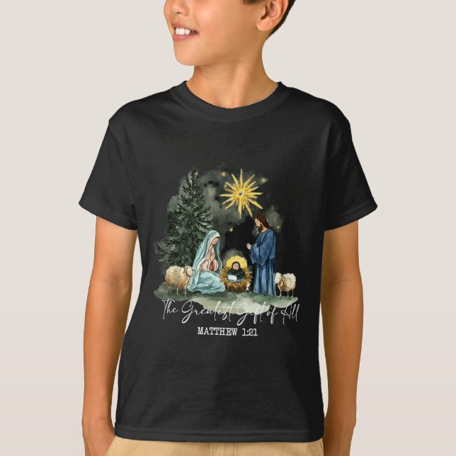 T-shirt The Greatest Gift Of All Christmas Xmas Nativity B (Devant)