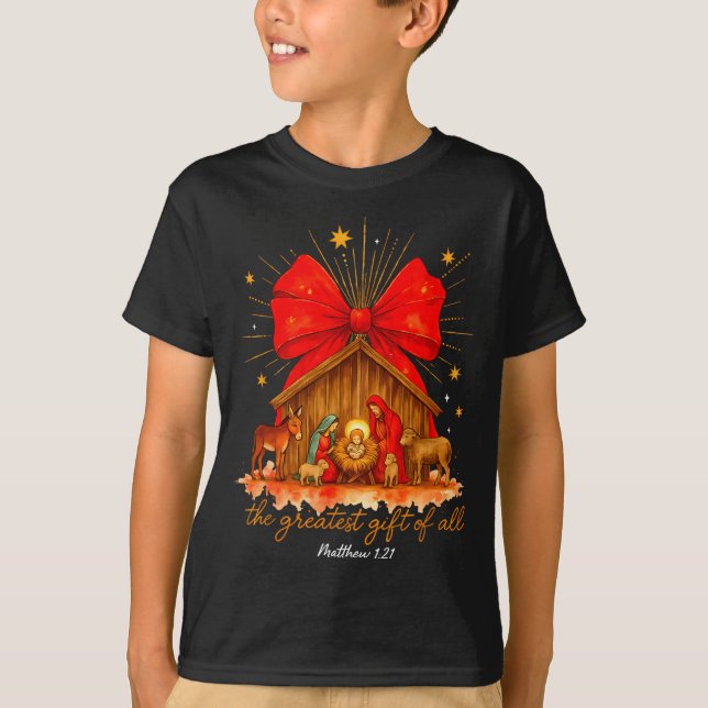 T-shirt The Greatest Of All Christmas Nativity Scene Jesus (Devant)