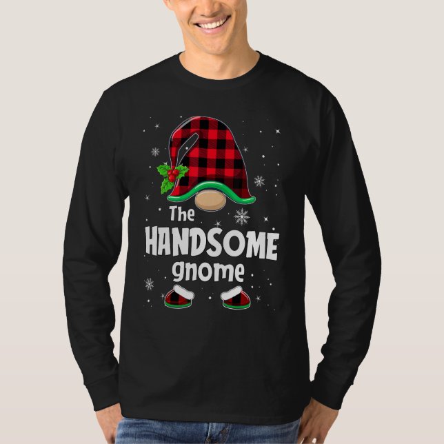 T-shirt The Handsome Gnome Buffalo Plaid Christmas Matchin (Devant)
