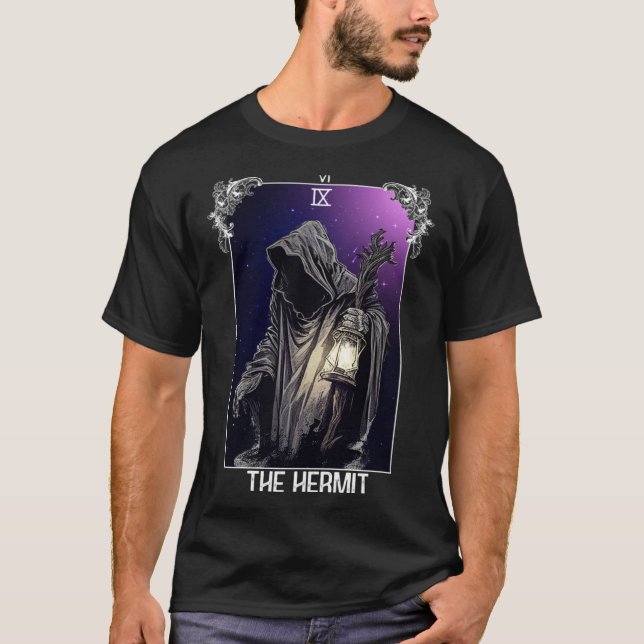 T-shirt The Hermit Tarot Card Gothic Halloween Grim Reaper (Devant)