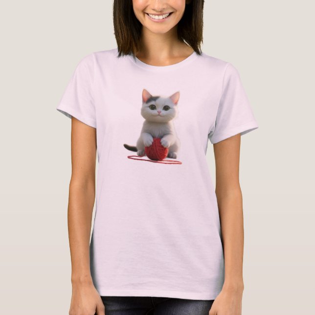 T-shirt The Kitten and the Red Yarn (Devant)