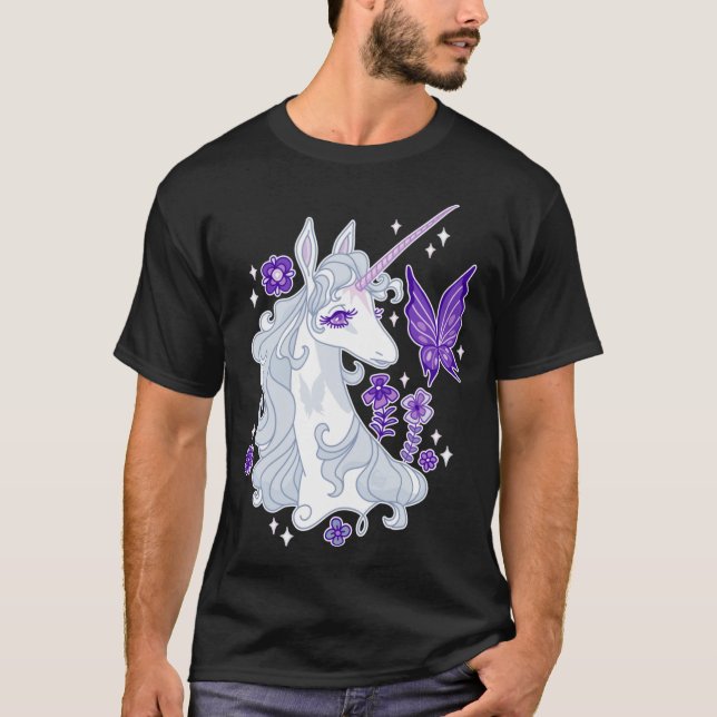 T-shirt The Last Unicorn Portrait Butterfly Whispers (Devant)