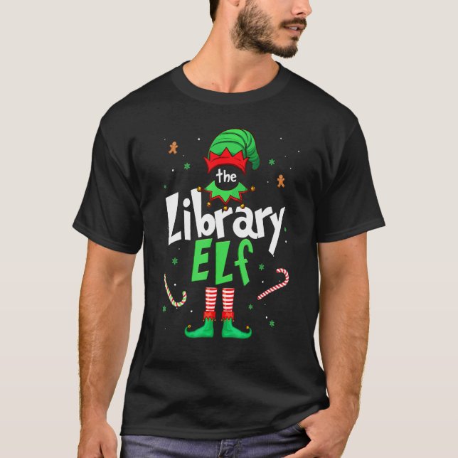 T-shirt The Library Elf Xmas Matching Christmas For Family (Devant)