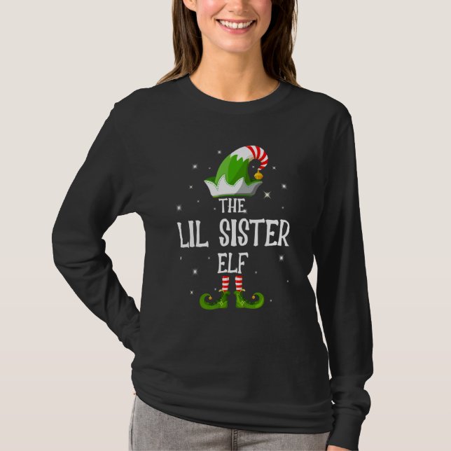 T-shirt The Lil Sister Elf Family Matching Group Christmas (Devant)
