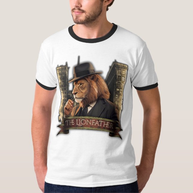 T-shirt The Lionfather – Mafia Style Lion in Suit (Devant)