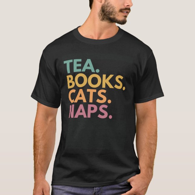 T-shirt Thé Livres Chats Siestes (Devant)