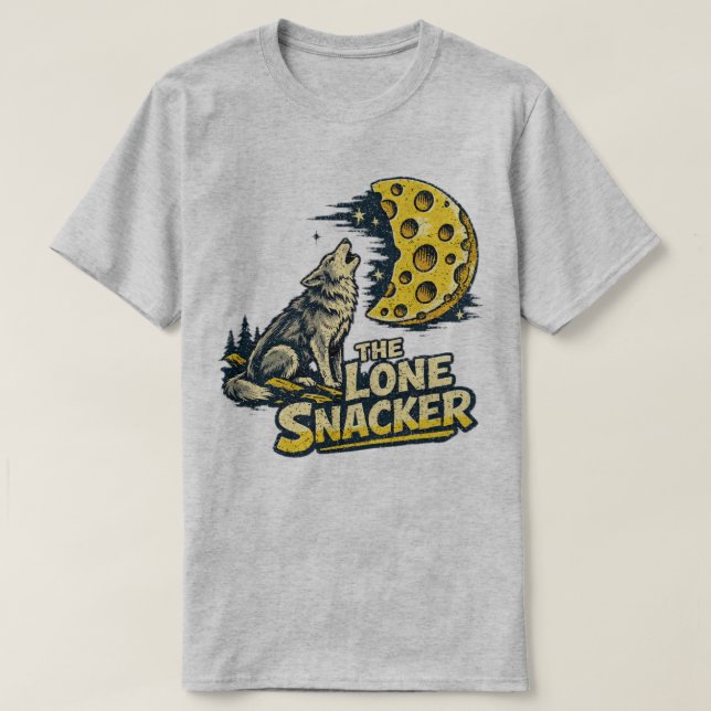T-shirt The Lone Snacker Funny Howling Fox Moon Graphic (Design devant)