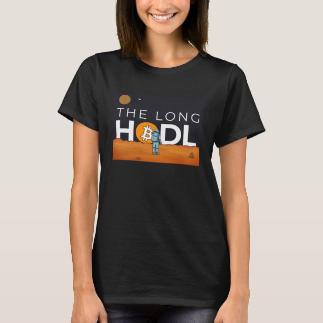 T-shirt The Long Hodl, Bitcoin To The Moon Crypto Item Bea (Devant)