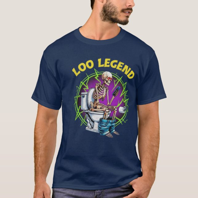 T-shirt The Loo Legend Skeleton on Toilet Graphic (Devant)