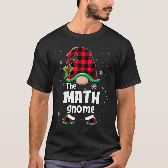 T-shirt The Math Gnome Buffalo Plaid Christmas Matching Fa (Devant)